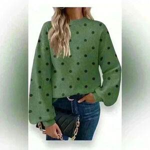 Green polka dot Zeagoo‎ Sweater Pullover Top